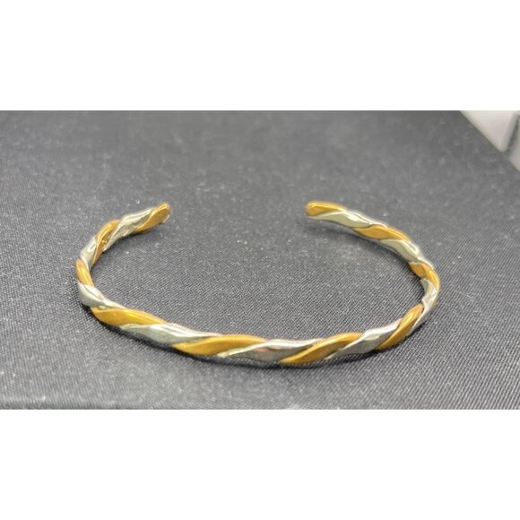 Sergio Lub Golden Ivy Copper & Silvertone Cuff Bracelet Vintage - Picture 2 of 5